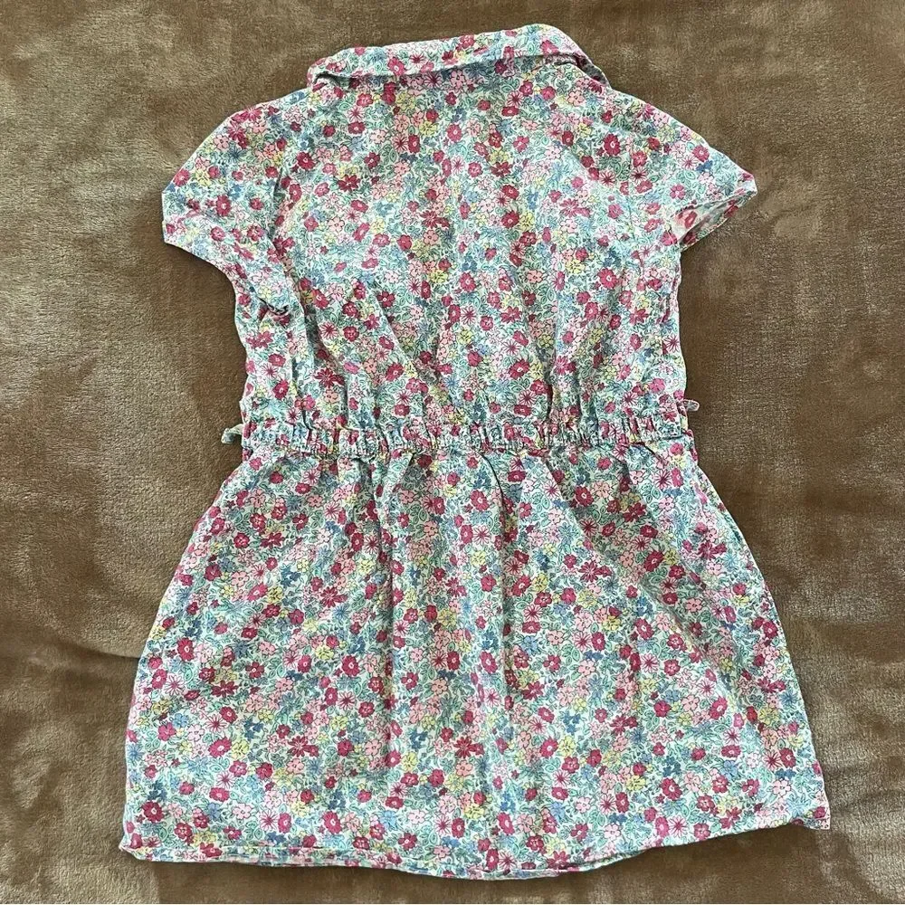 Carter's Girls Floral Casual Shirt Dress Cotton Cap Sleeves Size 6